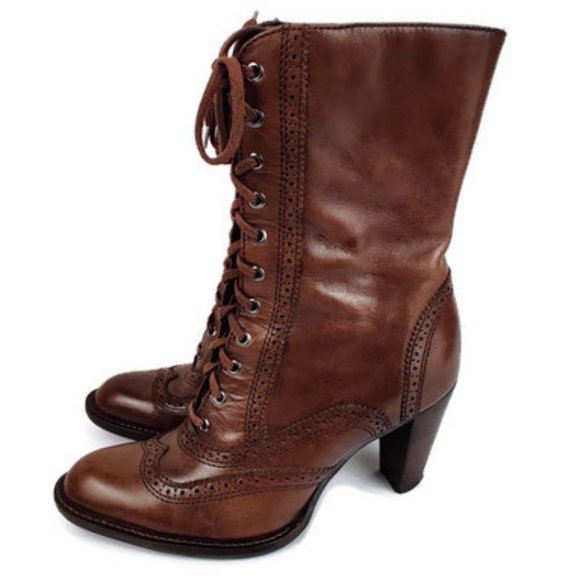Mariana II Brown Lace Up Wing Tip Boots. Size: 5.5 - Picture 3 of 10